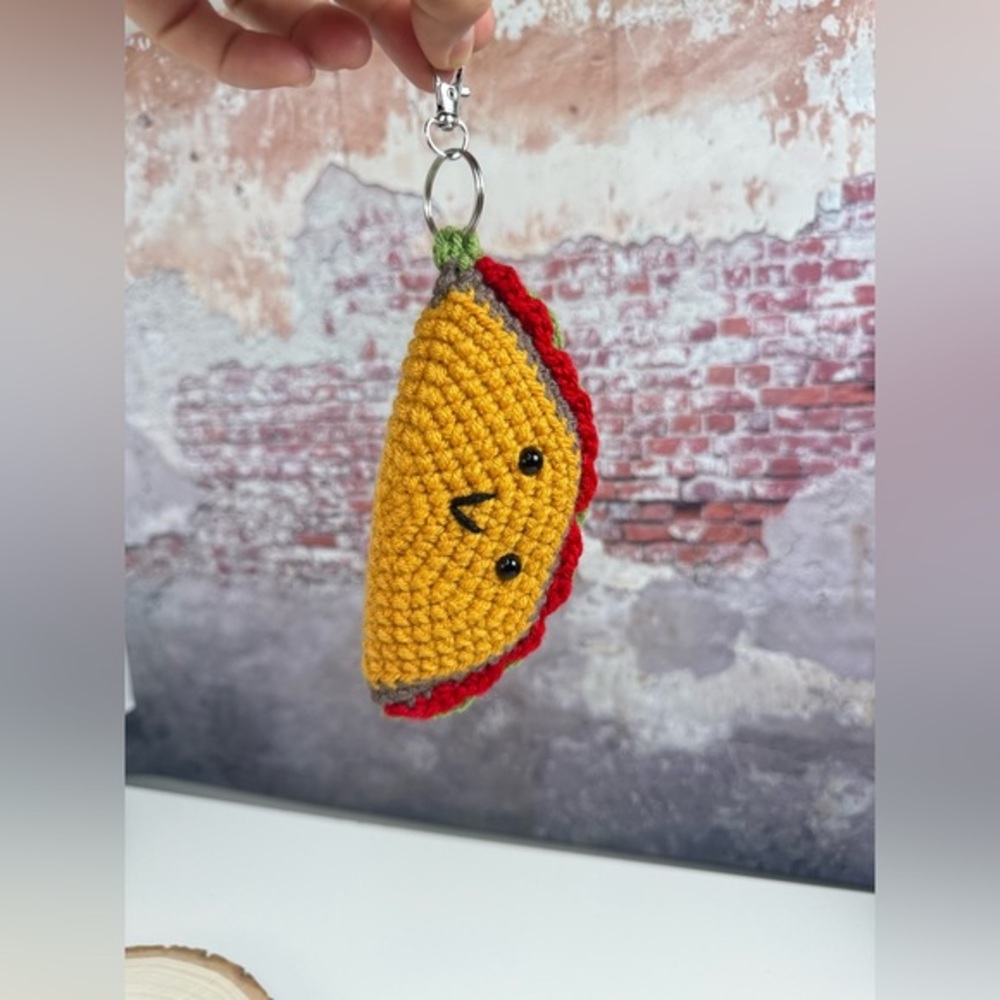 Handcrafted Taco Keychain Crochet Amigurumi